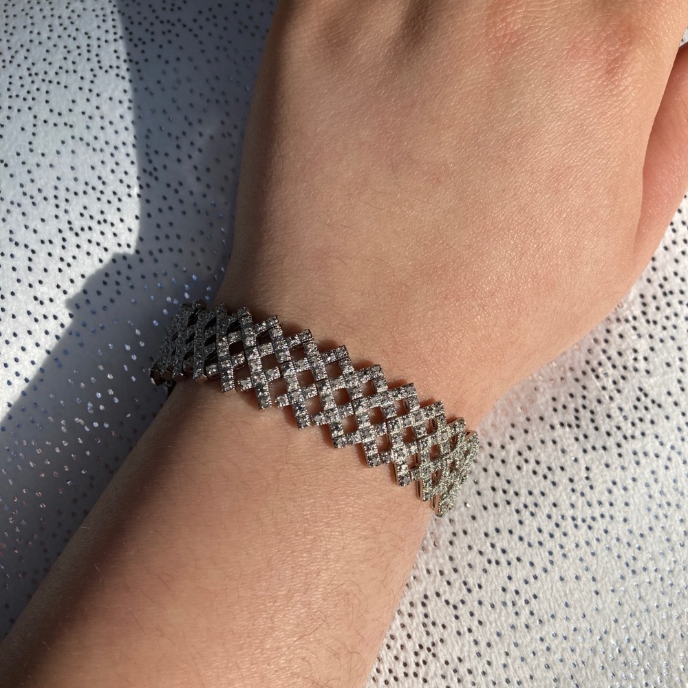 Diamond & 925 Sterling Silver bracelet BRAND NEW with box